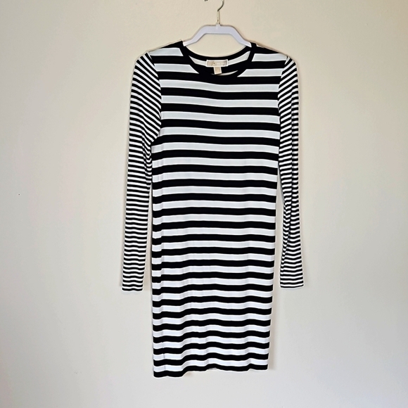Michael Kors Dresses & Skirts - Michael Kors Black White Striped Long Sleeve Dress XSmall